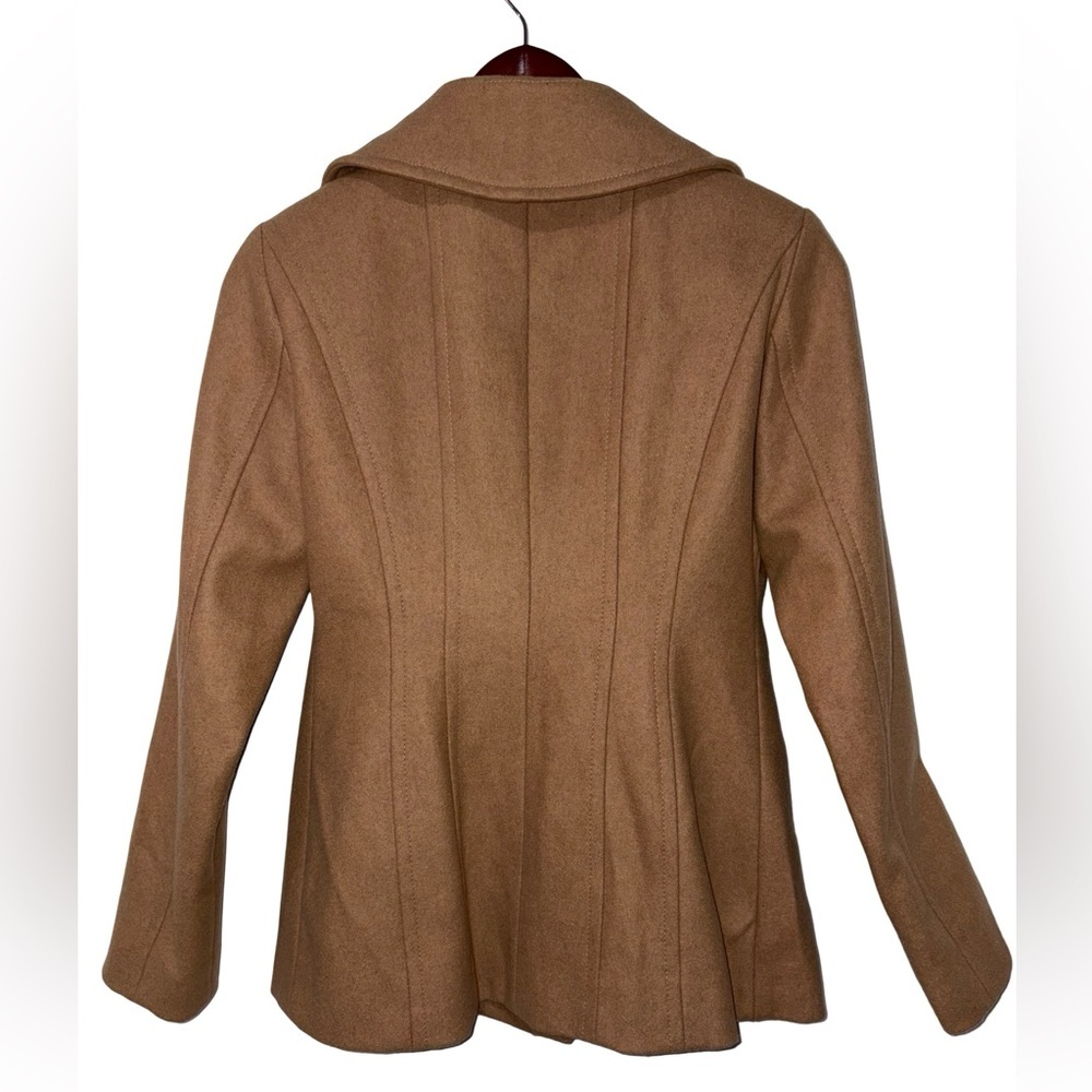 Camel Wool Blend Coat Petite XS Tailored Classic Fall Winter Jacket - Picture 2 of 6